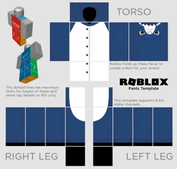 Roblox Shark Onesie Template by Pixlr to preview and edit.