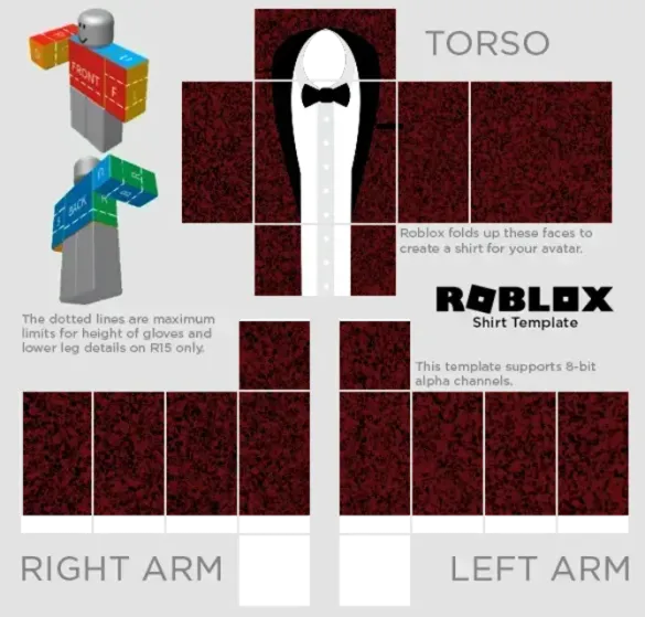 Roblox Red Tuxedo And Suits Template by Pixlr to preview and edit.