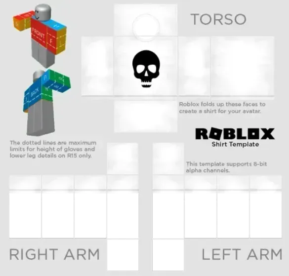 Roblox Skull T-Shirt Template by Pixlr to preview and edit.