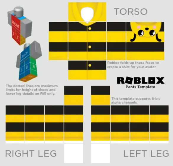 Roblox Bee Onesie Template By Pixlr To Preview And Edit.