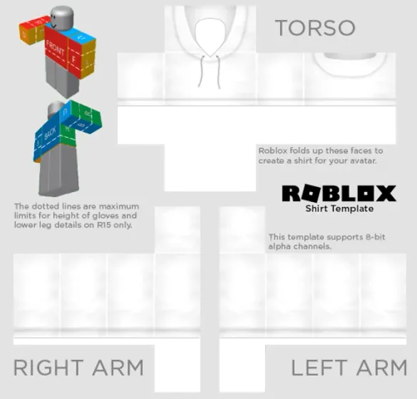 Roblox White Hoodie Crop Top Template by Pixlr to preview and edit.