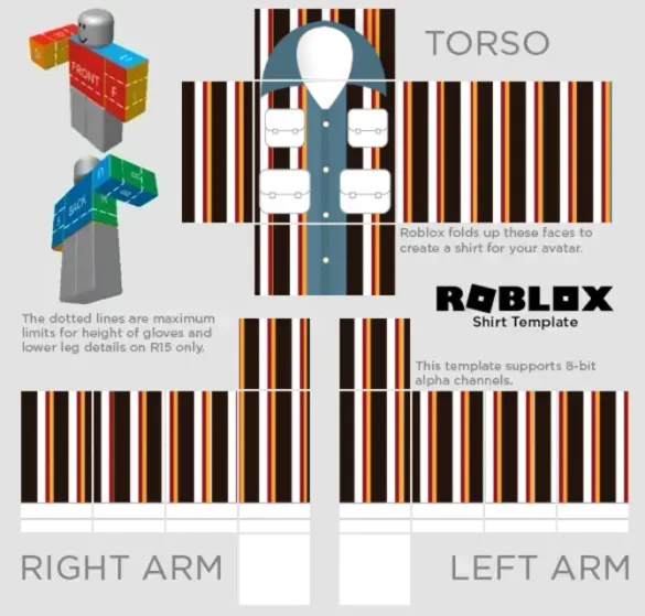 Roblox Striped Shirt Template by Pixlr to preview and edit.