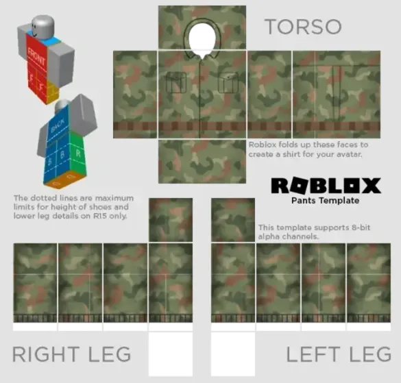 Roblox Soldier Uniform Template by Pixlr to preview and edit.