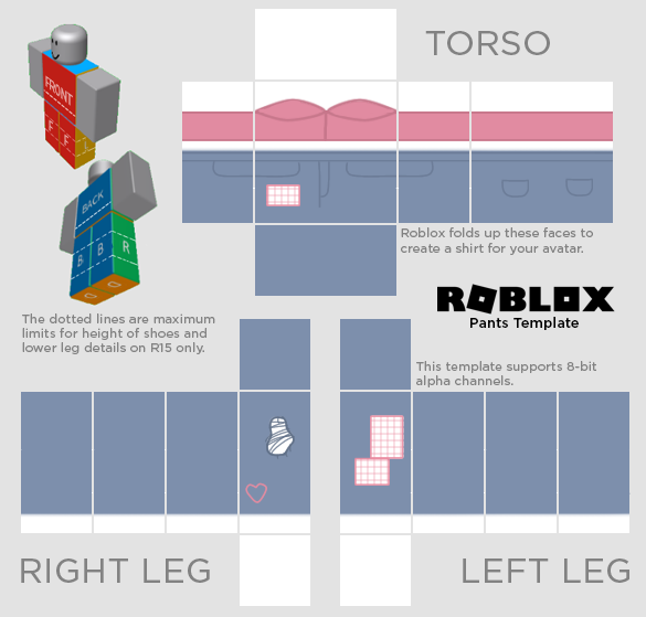 Roblox Pink Top & Blue Pants Template by floptropican civillian to ...